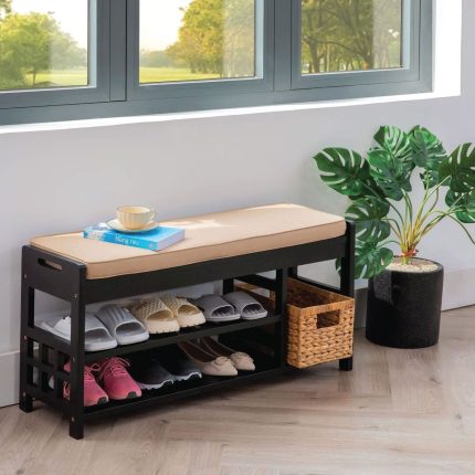 Wooden Shoe Bench for Entryway and Closet