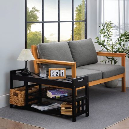 Wooden Shoe Bench for Entryway and Closet