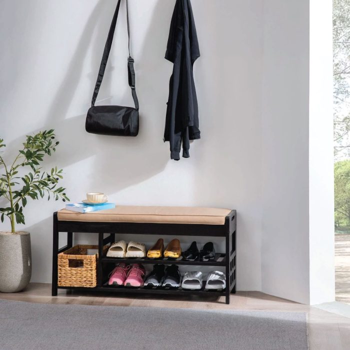 Wooden Shoe Bench for Entryway and Closet