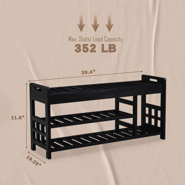 Wooden Shoe Bench for Entryway and Closet