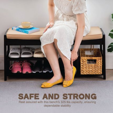 Wooden Shoe Bench for Entryway and Closet