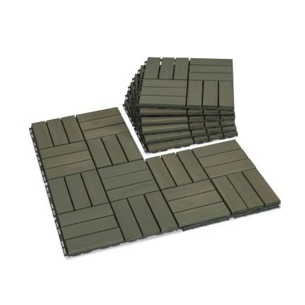 Square Joint Acacia Wood Deck Tiles, 12-Slat Interlocking Design for Indoor & Outdoor (Set of 27)