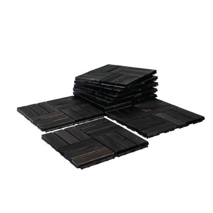 Square Joint Acacia Wood Deck Tiles, 12-Slat Interlocking Design for Indoor & Outdoor (Set of 27)
