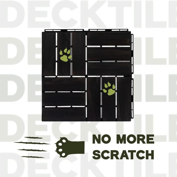 Square Joint Acacia Wood Deck Tiles, 12-Slat Interlocking Design for Indoor & Outdoor (Set of 27)