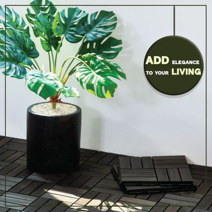 Square Joint Acacia Wood Deck Tiles, 12-Slat Interlocking Design for Indoor & Outdoor (Set of 27)