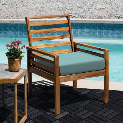 Square Joint Acacia Wood Deck Tiles, 12-Slat Interlocking Design for Indoor & Outdoor (Set of 27)