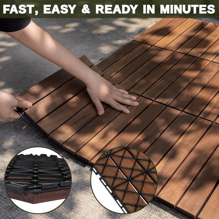 Flooring Interlocking Deck Tiles 27 PCS 6 Slats - C12
