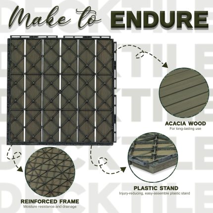 Flooring Interlocking Deck Tiles 27 PCS 6 Slats - C12