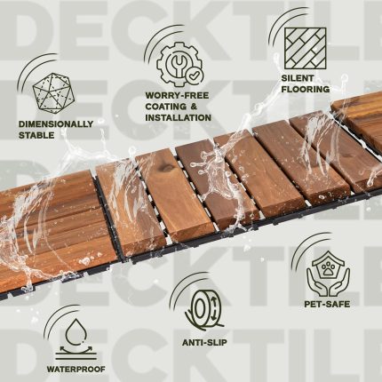 Flooring Interlocking Deck Tiles 27 PCS 6 Slats - C12