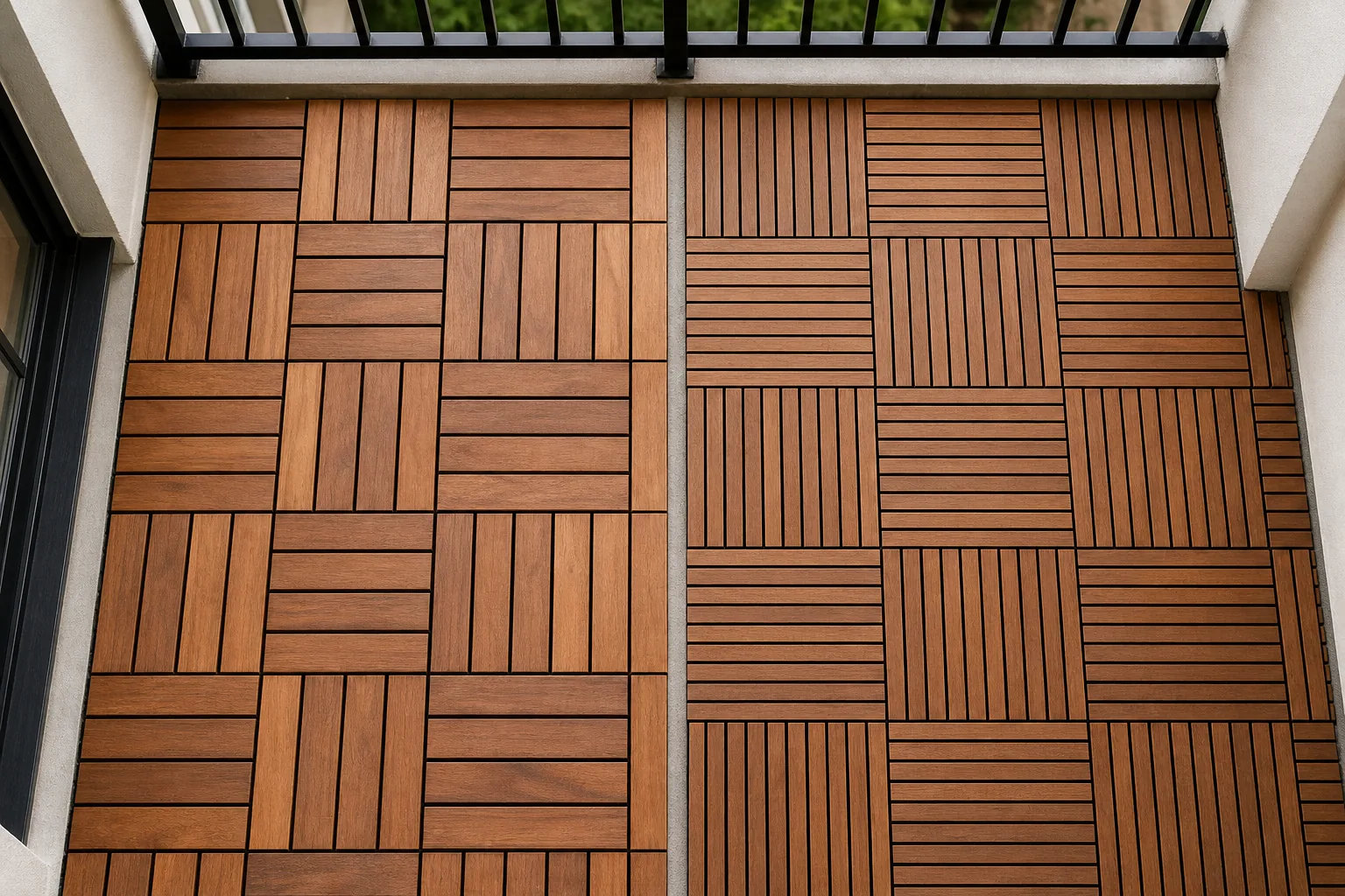 best deck tiles for balcony - 6-slat and 12-slat interlocking balcony tiles