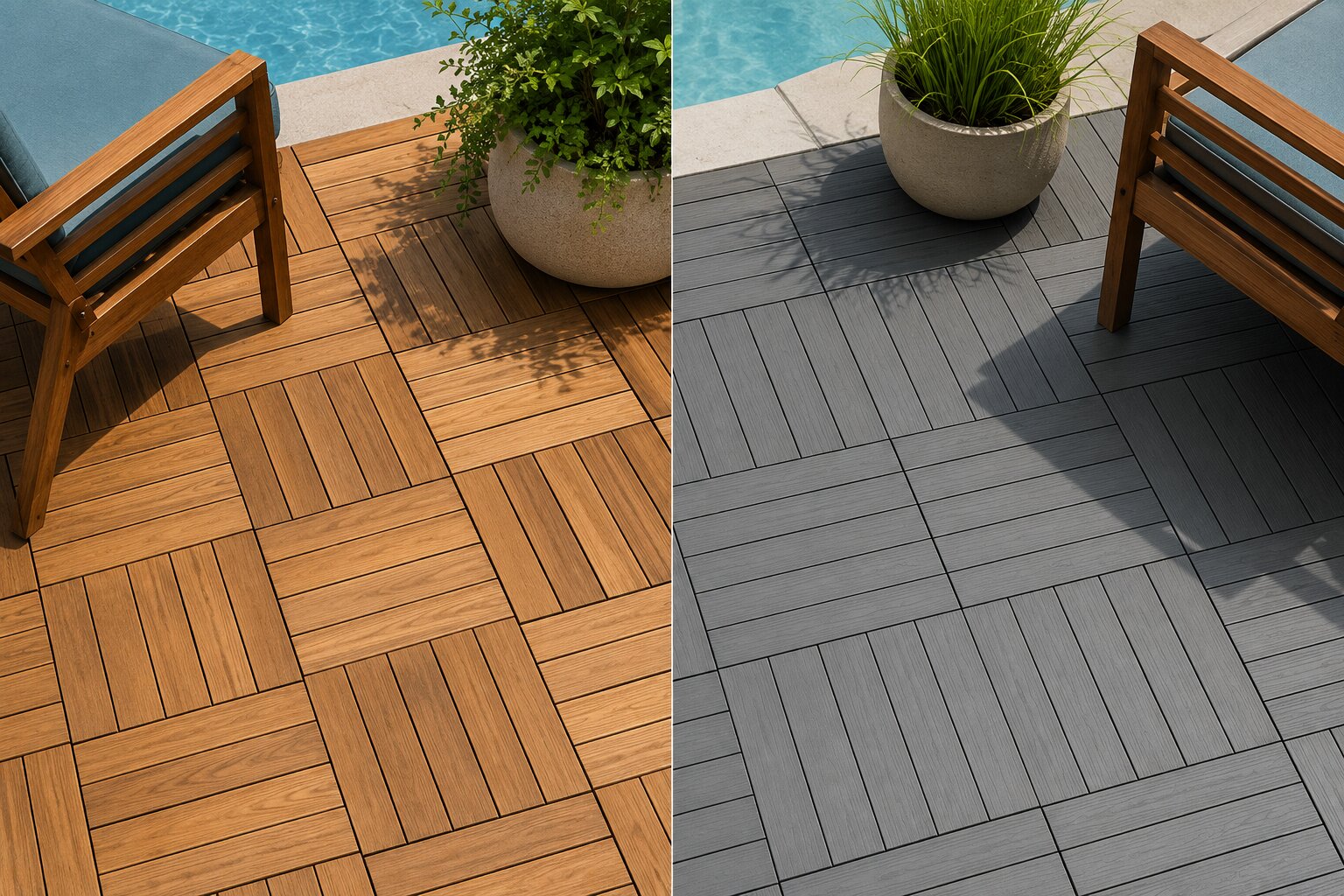 Acacia vs Composite Deck Tiles: Which Outdoor Floor Wins? 2 acacia vs composite deck tiles - natural acacia wood interlocking tile surface