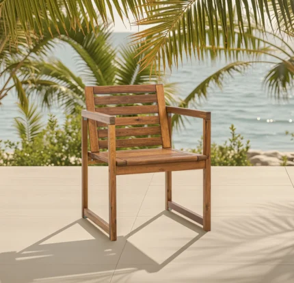 Acacia Wood Patio Chairs Set of 2 – Modern Outdoor Armchairs