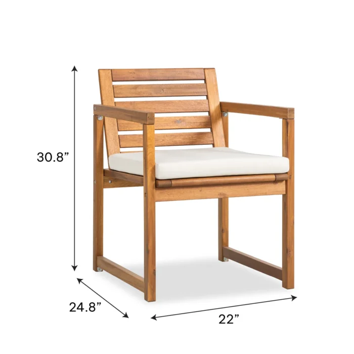Acacia Wood Patio Chairs Set of 2 – Modern Outdoor Armchairs