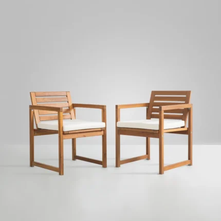 Acacia Wood Patio Chairs Set of 2 – Modern Outdoor Armchairs