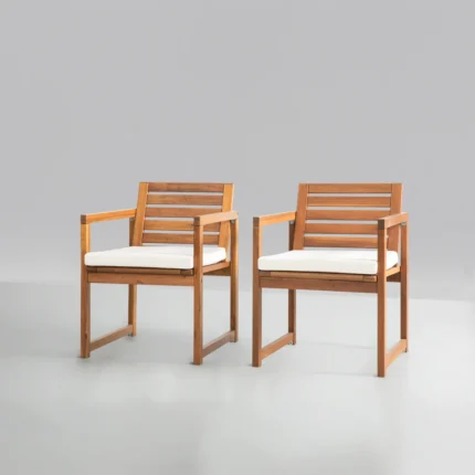 Acacia Wood Patio Chairs Set of 2 – Modern Outdoor Armchairs