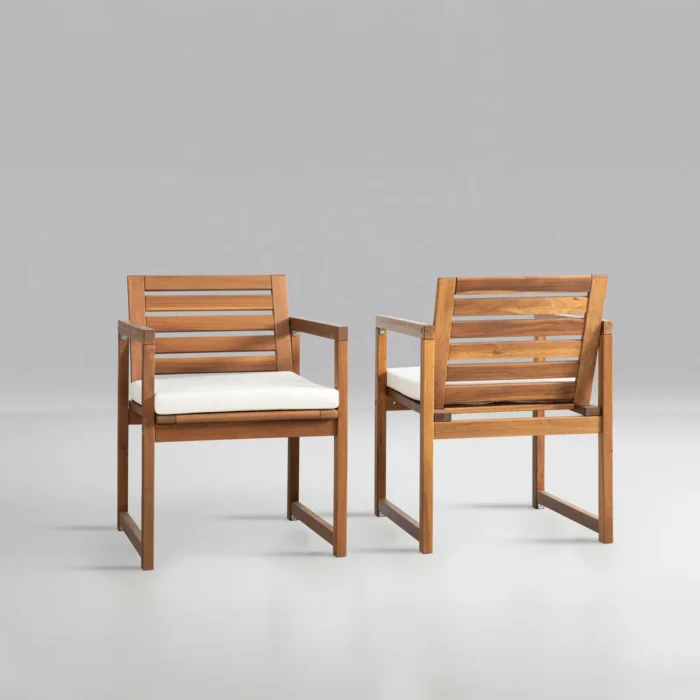 Acacia Wood Patio Chairs Set of 2 – Modern Outdoor Armchairs