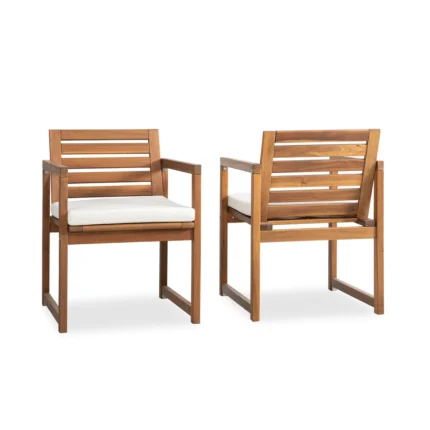 Acacia Wood Patio Chairs Set of 2 – Modern Outdoor Armchairs