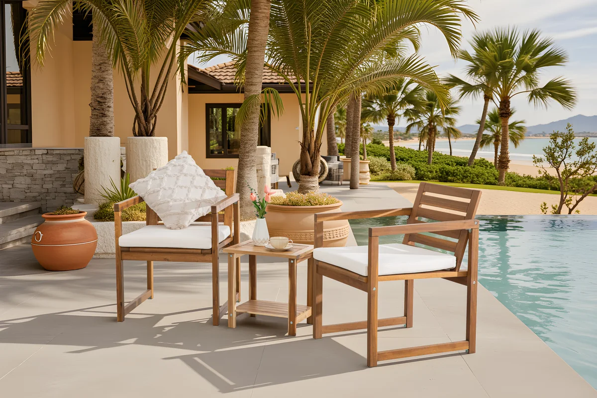 How to choose outdoor chairs in acacia wood with cushions