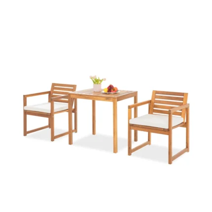 Acacia Wood Patio Chairs Set of 2 – Modern Outdoor Armchairs