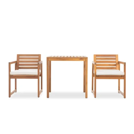 Acacia Wood Patio Chairs Set of 2 – Modern Outdoor Armchairs