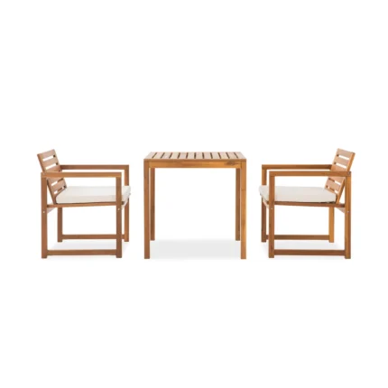 Acacia Wood Patio Chairs Set of 2 – Modern Outdoor Armchairs