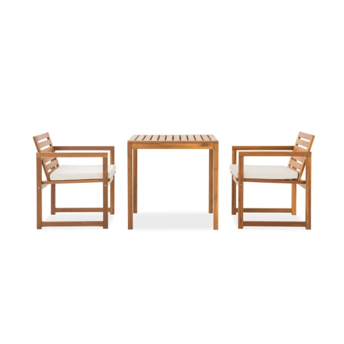 Acacia Wood Patio Chairs Set of 2 – Modern Outdoor Armchairs