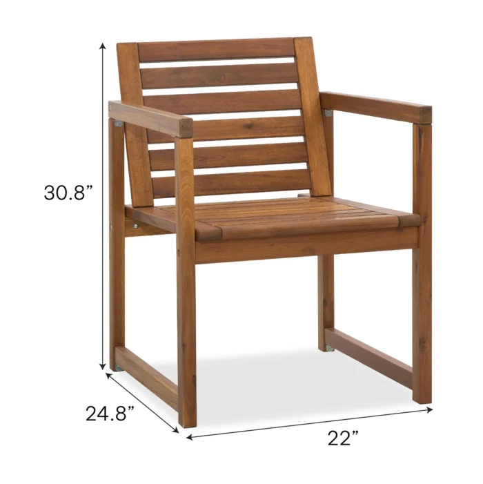 Acacia Wood Patio Chairs Set of 2 – Modern Outdoor Armchairs