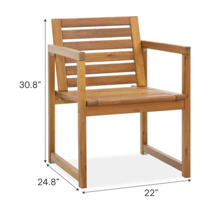 Acacia Wood Patio Chairs Set of 2 – Modern Outdoor Armchairs
