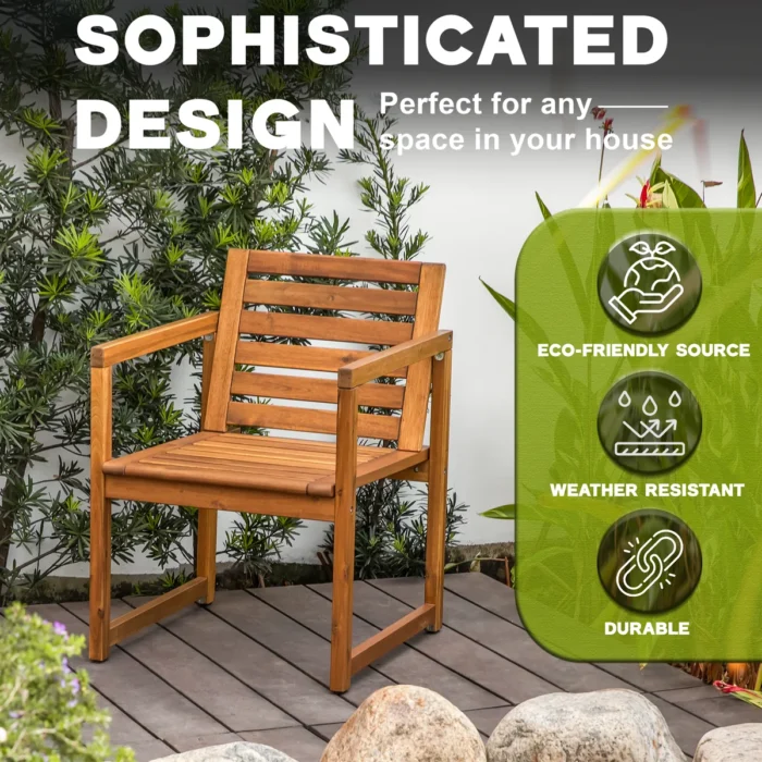 Acacia Wood Patio Chairs Set of 2 – Modern Outdoor Armchairs