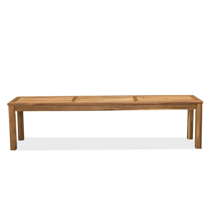 Solid Acacia Wood Slatted Outdoor Backless Bench