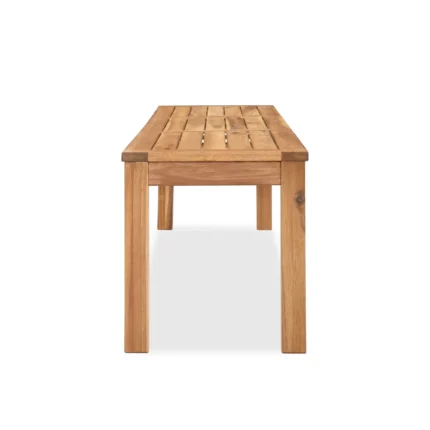 Solid Acacia Wood Slatted Outdoor Backless Bench