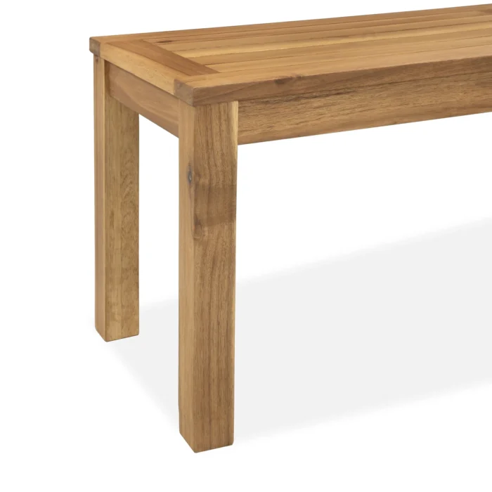 Solid Acacia Wood Slatted Outdoor Backless Bench