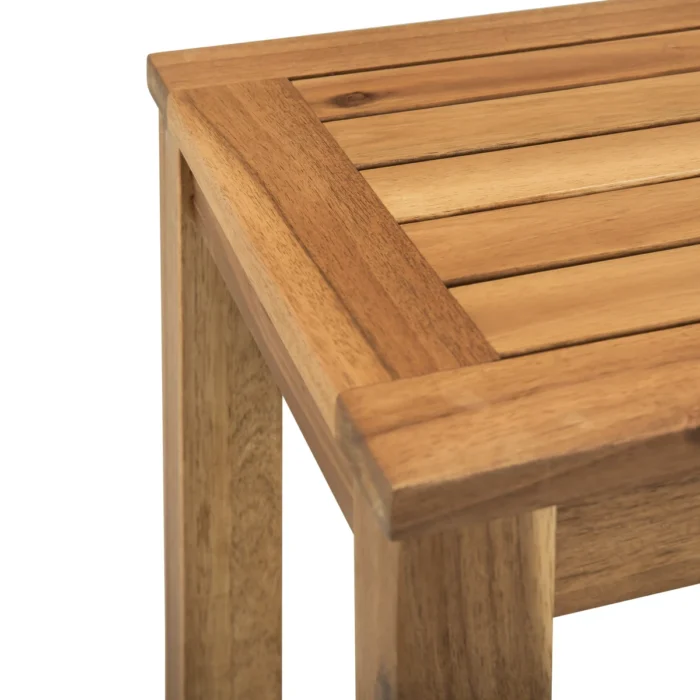 Solid Acacia Wood Slatted Outdoor Backless Bench