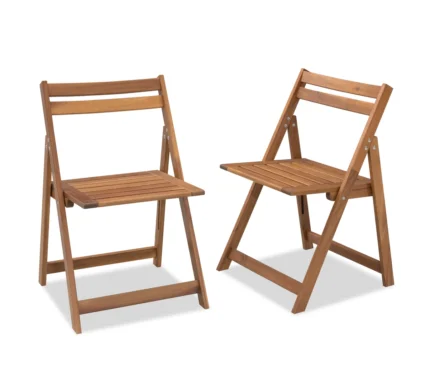 3-Piece Acacia Wood Patio Dining Set with Folding Table & 2 Chairs