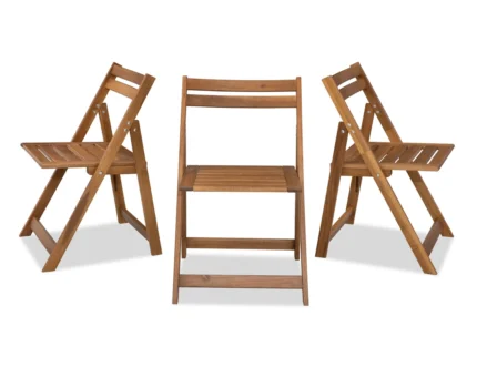 3-Piece Acacia Wood Patio Dining Set with Folding Table & 2 Chairs