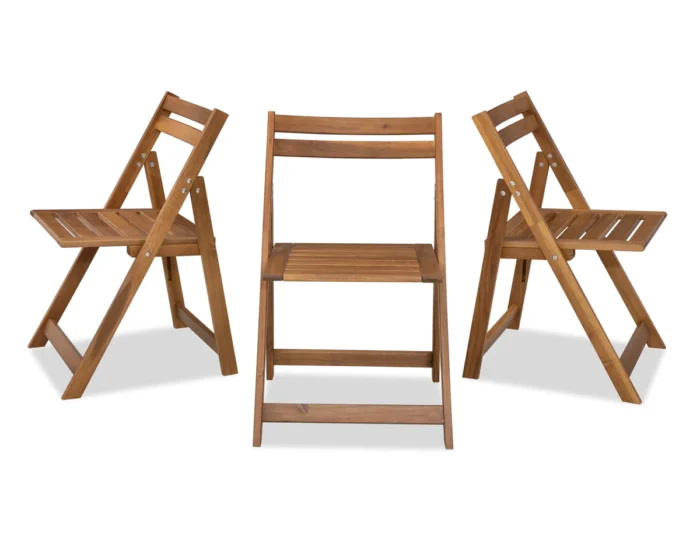 3-Piece Acacia Wood Patio Dining Set with Folding Table & 2 Chairs