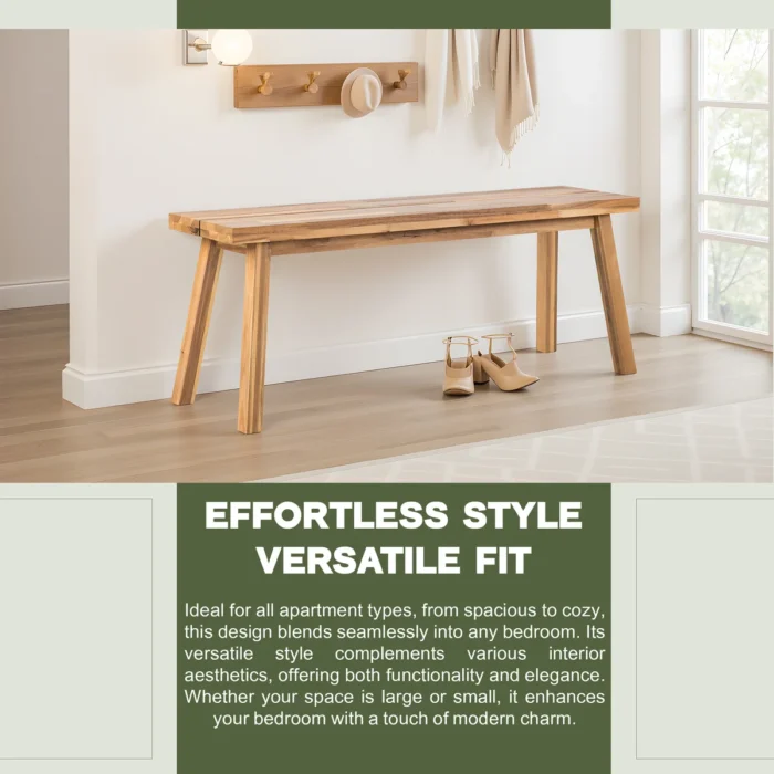 Solid Acacia Wood Bench for Entryway & Living Room