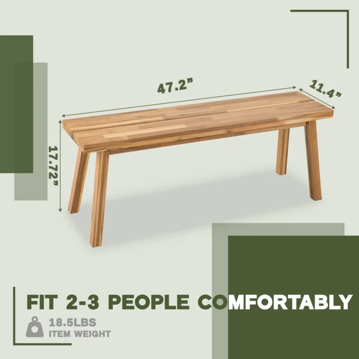Solid Acacia Wood Bench for Entryway & Living Room