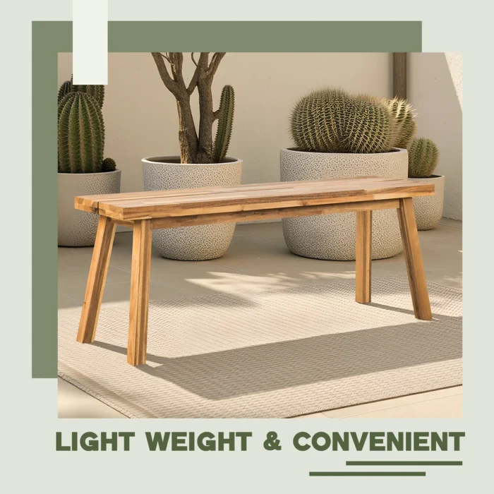 Solid Acacia Wood Bench for Entryway & Living Room