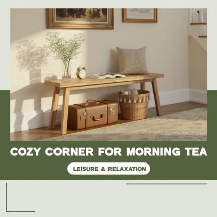 Solid Acacia Wood Bench for Entryway & Living Room