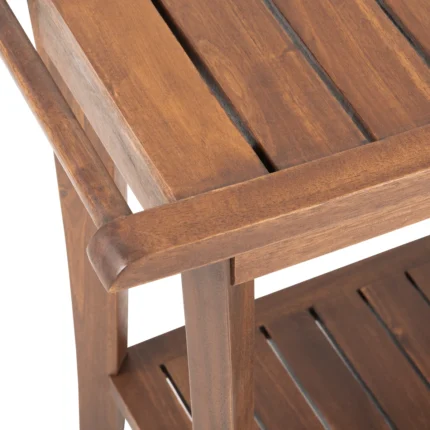 2-Tier Acacia Wood Shower Stool with Storage Shelf