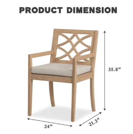 Eucalyptus Patio Dining Chairs with Cushions (Set of 2)