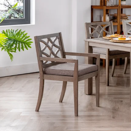 Eucalyptus Patio Dining Chairs with Cushions (Set of 2)