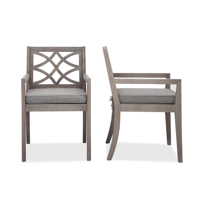 Eucalyptus Patio Dining Chairs with Cushions (Set of 2)