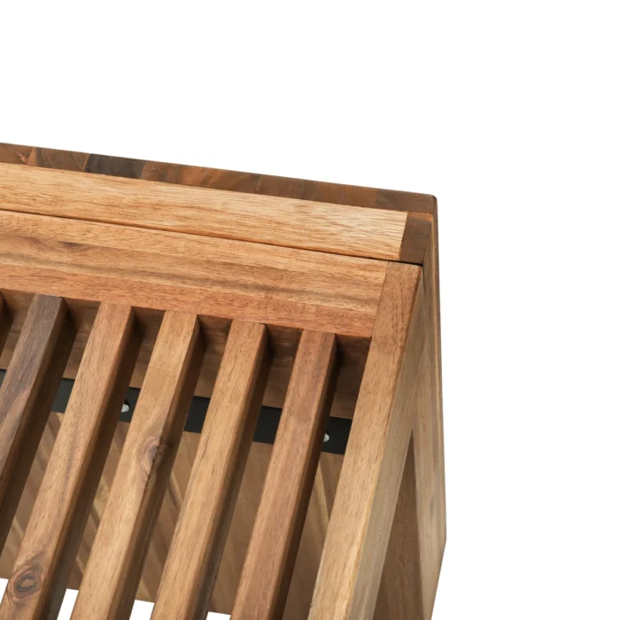 Outdoor Acacia Wood Backless Bench with Slatted Top