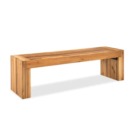 Solid acacia wood outdoor bench with backless design