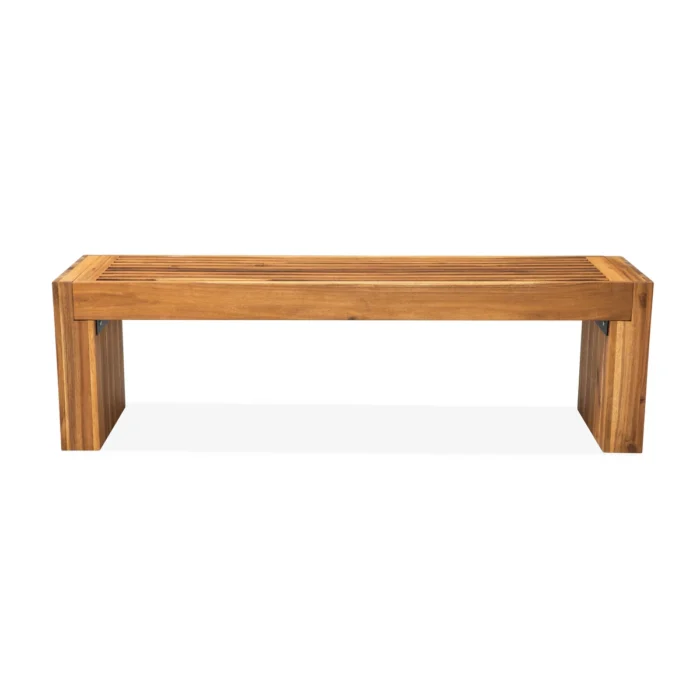 Outdoor Acacia Wood Backless Bench with Slatted Top