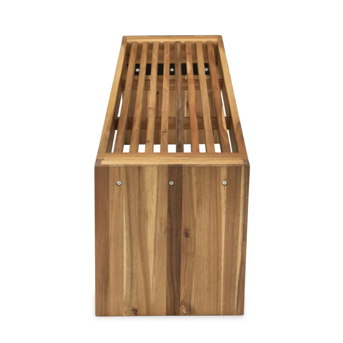 Outdoor Acacia Wood Backless Bench with Slatted Top