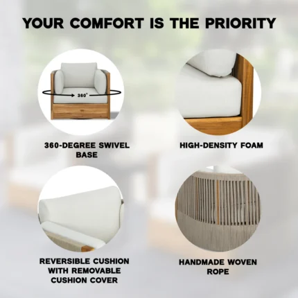 Outdoor Acacia Wood Swivel Chair