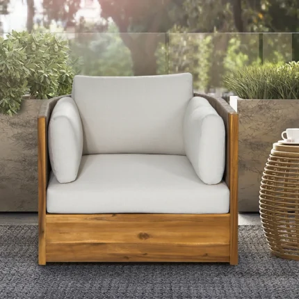Outdoor Acacia Wood Swivel Chair